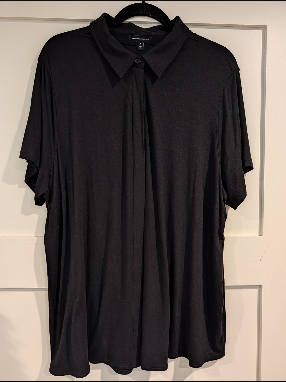 Universal Standard Black Short-Sleeve Button-Down Polo Shirt